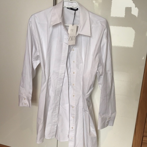 Zara white blouse hinged at the waist shirt